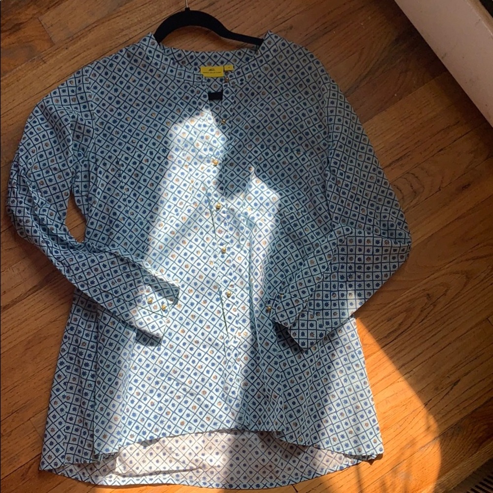 Blue and gold blouse